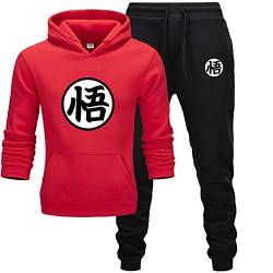 MGTUPK Goku Figur Pop Herren Trainingsanzüge Herren Hoodie Anzug Herbst Winter Casual Sportmode Rot 3XL von MGTUPK