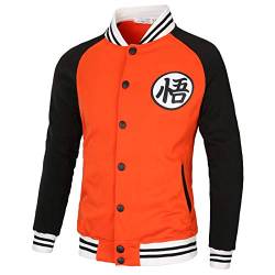 MGTUPK Goku Gym Top Hoodie Jungen Herren Lässig Strickjacke Baseballjacke Jacke Herren Pop Goku Orange + Schwarz L von MGTUPK