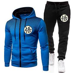 MGTUPK Goku Hoodies Herren 2 stück anzüge Trainingsanzug Herren Sport reißverschluss Tasche Hoodie Jogginghose Goku Outfit blau+schwarz XL von MGTUPK