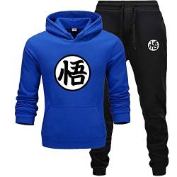 MGTUPK Goku Kostüm Herren Hoodie und Hose Set Herren Hoodie Anzug Herbst Winter Freizeit Sportbekleidung Mode Dunkelblau M von MGTUPK