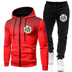 MGTUPK Goku kostüm Erwachsene Sweatsuits Jogger Sets Sweatsuit Herren Sport reißverschluss Tasche Hoodie Jogginghose rot schwarz + schwarz XL von MGTUPK