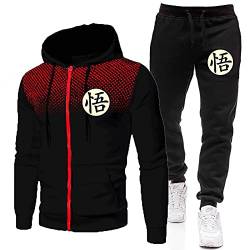MGTUPK Son Goku kostüm trainingsanzüge Anzug Sweatsuit Herren Sport reißverschluss Tasche Hoodie Jogginghose schwarz rot + schwarz m von MGTUPK