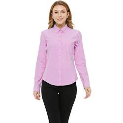 MGWDT Button-Down-Hemd für Damen, langärmelig, Oxford-Shirt, klassische Passform, Baumwolle, knitterfrei (2XS-3XL) - Pink - Mittel von MGWDT