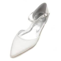 MGYQ Damen Ballerinas Flache Schuhe Spitze Zehe Knöchelriemen Flache Brautschuhe Hochzeit Schuhe,Elfenbein,41 EU von MGYQ