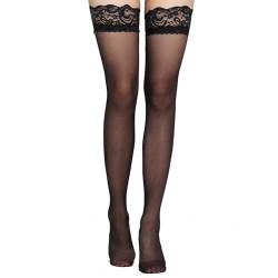 MHDUYEG Halterlose Strümpfe Damen Sexy 1 Paar Kniestrümpfe Damen Sexy Strümpfe Damen Sexy Stockings Sexy Damen Spitze Netzstrumpfhose (schwarz) von MHDUYEG