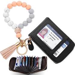 MHJY Schlüsselanhänger Kreditkartenhalter für Frauen RFID-Karten-Brieftaschen Schlüsselanhänger Armband Armband Schlüsselanhänger Geldbörse für Frauen, Babyrosa, Elegantes Armband + klassisches von MHJY