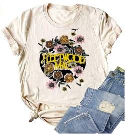 Frauen Country Music Bleached Shirts Casual Rock Band Tee Tops Konzert Outfit T-Shirt Ärmel Sommer Urlaub Tops, Beige, Mittel von MHTOR