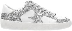 Mi.iM Alex Gummisohle Schnürschuh Glitzer Leder Star Sneakers, silber, 40.5 EU von MI IM