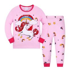 MIA LUCCE Mädchen Scalafanzug Baumwolle Langarm-Warm Winter Kinder Pyjama-Zweiteilig Nachtwäsche 98-122(116,rosa) von MIA LUCCE