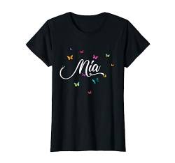 MIA - Schöner Mädchen Name mit bunten Schmetterlingen T-Shirt von MIA Tochter Enkel Geburtstag Geschenkideen