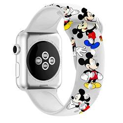 MIADEAL Mickey & Minnie Mouse Armbänder für Apple Watch, passend für alle iWatch-Serien, 38 mm/40 mm/42 mm/44 mm (weiß 2, 42 mm oder 44 mm) von MIADEAL