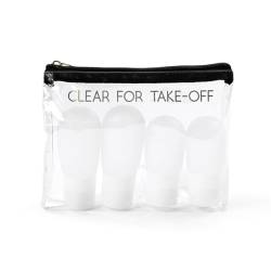 MIAMICA Clear for Take Off TSA-konforme Reiseflaschen und Reise-Kulturbeutel, Transparent/Schwarz, 4-Piece, Toilettenartikel von MIAMICA