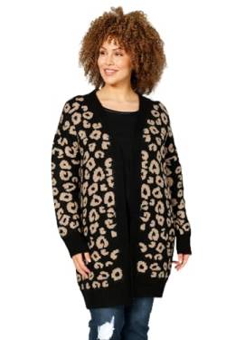 MIAMODA Damen große Größen Übergrößen Plus Size Strickjacke, Leomuster, offene Form, Langarm schwarz 48 202572100-48 von MIAMODA