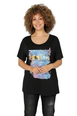 MIAMODA Damen große Größen Übergrößen Plus Size T-Shirt, großer Druck, Halbarm schwarz 46 202724100-46 von MIAMODA