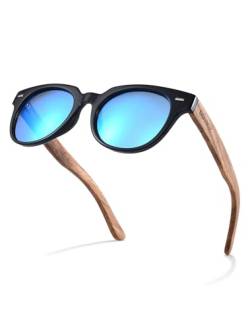 MIAROZ Holz Sonnenbrillen Polarisierte Sonnenbrille,Herren Damen Sonnenbrille,TAC Polarisiert Ebenholz Sonnenbrille (blau) von MIAROZ