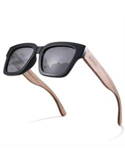 MIAROZ Holz sonnenbrille Herren und Damen/Polarisierte Sonnenbrille/Polarisierte Gläser mit UV400100% Anti-UV-Schutz (Schwarz) von MIAROZ