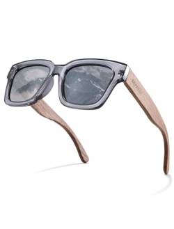 MIAROZ Holz sonnenbrille Herren und Damen/Polarisierte Sonnenbrille/Polarisierte Gläser mit UV400100% Anti-UV-Schutz (grey) von MIAROZ