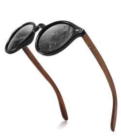 MIAROZ Sonnenbrille Holz,Polarisierte Sonnenbrille Herren und Damen mit UV400 100% Anti-UV-Schutz Unisex Brille (grau) von MIAROZ