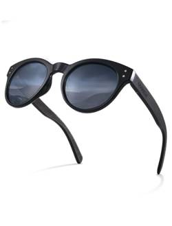 MIAROZ Sonnenbrillen Holz,Sonnenbrille Damen,Walnuss Holz Sonnenbrille Polarisiert UV400-Schutz (schwarz) von MIAROZ