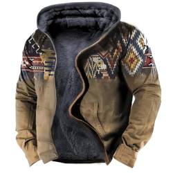 Kapuzenpullover Für Herren – Vintage-Herbst-Winter-Kapuzenpullover Mit Reißverschluss, Langärmelige Fleecejacken, Ethno-Stil, Stammes-Grafikdruck, Lässige Oberbekleidung, Wie Abgebildet, Xxl von MIATCENRT