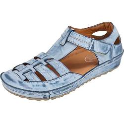 MICCOS Damen Sandalen Sandaletten Leder, Größe:42 EU, Farbe:Blau von MICCOS