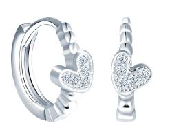 MICGIGI Damen 925 Sterling Silber Ohrringe Herzform Kubische Zirkonia Kleine Ohrringe(Silber) von MICGIGI