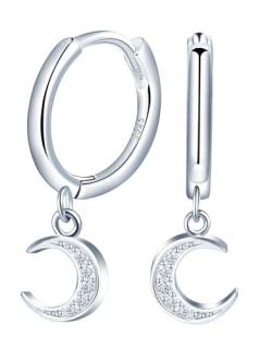 MICGIGI Damen 925 Sterling Silber Ohrringe Kreis Ohrringe Mond Form Baumeln Ohrringe von MICGIGI
