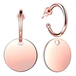 MICGIGI Stilvolle 20MM Runde Edelstahl Ohrringe Ohrstecker für Frauen Roségold von MICGIGI