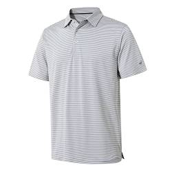 Herren-Golf-Shirt, feuchtigkeitsableitend, trockene Passform, Performance, Sport, kurzärmelig, gestreift, Golf-Poloshirts für Herren, Grau-weißer Streifen, XL von MICHEL ROUEN