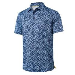 Herren-Golf-Shirt, kurzärmelig, feuchtigkeitsableitend, trockene Passform, Druck, sportlich, lässig, Golf-Poloshirts für Herren, Marineblaue Handfläche, 4X-Groß von MICHEL ROUEN