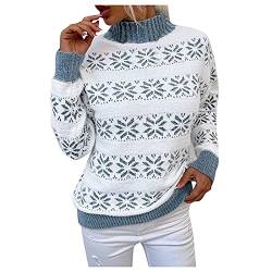 Kaschmir Pullover,Vintage Pullover Stone Pulli Lidl Weihnachtspullover Aldi Pullover Familien Weihnachtspullover Dicke Strickjacken Ben Sherman Pullover(Hell Blau,M) von MICKURY