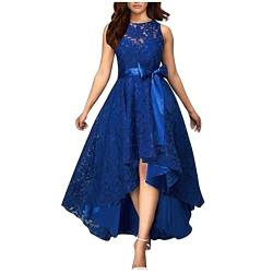 Kleider Damen Sommer,Abschlussball Kleider Strand Kleider Prinzessinnen Damen Kleid Spitze Patchwork Lrregular Design Party Abendkleid Brautkleid Boho Style(Blau-10,M) von MICKURY