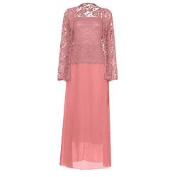 Kleider Festlich Damen,Cocktailkleid Damen Mittelalterliche Kleider Damen 50 Jahre Für Frauen Damen Solide Zweiteilig Spitze Strickjacke Chiffon Party Hochzeit Langes Kleid Graduierung (4-Rosa,5XL) von MICKURY