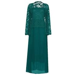 Lange Abendkleider Mit Ärmel, Midi Kleider Damen Elegant Abendkleider ße Größ Festliche Für Hochzeit Festliche Kleider Orientalische Damen Abend Kurze Elegant Transparente Klamotten (Grün-4,4XL) von MICKURY