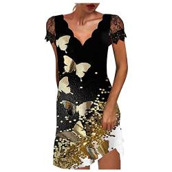 MICKURY Kleid röcke mädchen Damen Kleider minikleid schwarz Abschlusskleider schwarz Damen unterröcke s Kleider Orsay Kleider Damen Tellerrock Kleider Damen Langarm Kommunionkleid Vintage(B-Gold,5XL) von MICKURY