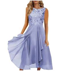 MICKURY Kurze Kleider Blau Rotes Kleid Damen Lang Business Kostüm Damen Elegant Brautkleider Vintage Hochzeitskleider Damen Lange Kleider Schöne Sommer Kleider(4-Lila,S) von MICKURY