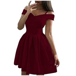 MICKURY Langes Abendkleid Damen,Abendkleid Hochzeit Kleider Für Gä Zur Hochzeit Abendkleid Umstandsmode Damen Fest Farbe Ärmellos Trägerlos Taille Plissee Kleid Sexy Kleider Abendkleider (2-Wein,M) von MICKURY