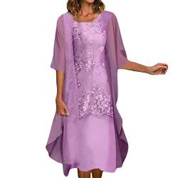 MICKURY Mutter Tochter Kleidung,asymmetrisches Kleid,weißes leinenkleid,Abendkleider bonprix,Tochter Outfit,Abendkleid Glitzer,BH rückenfreies Kleid,pulloverkleid,Kleid Blumenmuster(Purple-e,5XL) von MICKURY