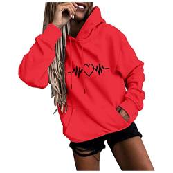 MICKURY Pullover Damen Herbst Rollkragenpullover Damen Baumwolle Grauer Pulli s Pullover Familien Pullover warme Pullover Damen Strickjacke Damen Wolle Pullover Damen Teenager Pullover(Rot-b,M) von MICKURY