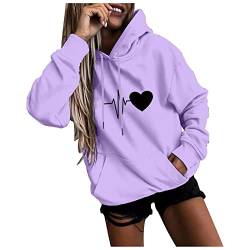 MICKURY Sweat Jacken,Sweatjacken Norweger Pullover Paar Pullover Oversize Strickpullover Wickel Strickjacke Rundhalspullover Damen Bär Hoodie(Violett,Einheitsgröße) von MICKURY