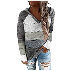 MICKURY Sweatshirts Damen,Hoodie Damen Strickjacken Damen Backprint Hoodie S Strickjacke Christmas Pullover Pullover Mit Norwegermuster Juvia Sweatshirt(Grau,L) von MICKURY