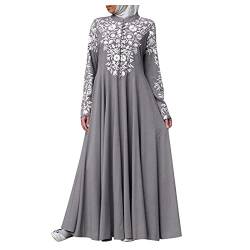 Mango Kleider Tulpenrock Vintage Kleider Für Brautmutter Kleid Silberhochzeit Muslimisches Kleid Für Frauen Kaftan Arabisches Jilbab Abaya Islamisches Maxikleid Mit Spitzennähten Grau 4XL von MICKURY