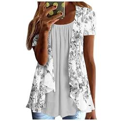 T-Shirt Mit Aufdruck, Unterhemden Damen Baumwolle T Shirt Kurzarm T-Shirt Oversize Damen Perfect T-Shirt 2023 T Shirts Sommer Tshirt V Ausschnitt Bauchmuskeln Schwarzes Top Damen (Grau,XXL) von MICKURY