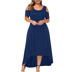 kleine schwarze lange kleider damen sommer brautkleider schlicht hemdblusenkleid elegant schwarzes langes kleid maxikleid blau brautkleid reinigen abendkleid mit schlitz neckholder kleid(Blau,4XL) von MICKURY