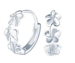 MICMIF Klein Creolen Ohrringe Damen Blumen Ohrringe 925 Sterling Silber Creolen Ohrstecker Blume Schläfer Reif Hoop Ohrringe Silber Ohrschmuck für Frauen Mädchen von MICMIF