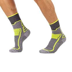 MICO SOCKEN TREKKING, Kurze, Medium, aus Micotex + LYCRA Faser, Natural Merinos, Ultraleicht, Unisex für Herren und Damen, sportlich (41-43, Anthrazit/Fluo gelber) von MICO