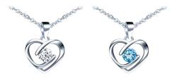 MICSAVI Ketten mit Anhänger Herz Zirkonia 925 Sterling Silber Halskette für Damen Mädchen Liebe HerzHalskette Schmuck von MICSAVI