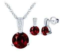 MICSAVI Ketten und Ohrringe Set Zirkonia 925 Sterling Silber Schmuckset für Damen Mädchen Halskette Anhänger Zirkonia und Ohrstecker Set von MICSAVI