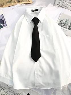 MIDJ Blouses for Women Elegant,Übergroßes Weißes Blusenhemd für Damen Mit Krawatte, Langen Ärmeln, College-Stil, Tunika, Boyfriend-Shirt Mit Knopf, Y2K-Party, Tops, Lässige Cosplay-Bluse für Damen von MIDJ