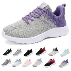 MIDQCGL Damen Sportschuhe Running Shoes Herrensneaker Outdoor Fitness Jogging Sportsschuhe Fashion Leichte Walkingschuhe Frizeitschuhe 626 Grey Purple35EU von MIDQCGL